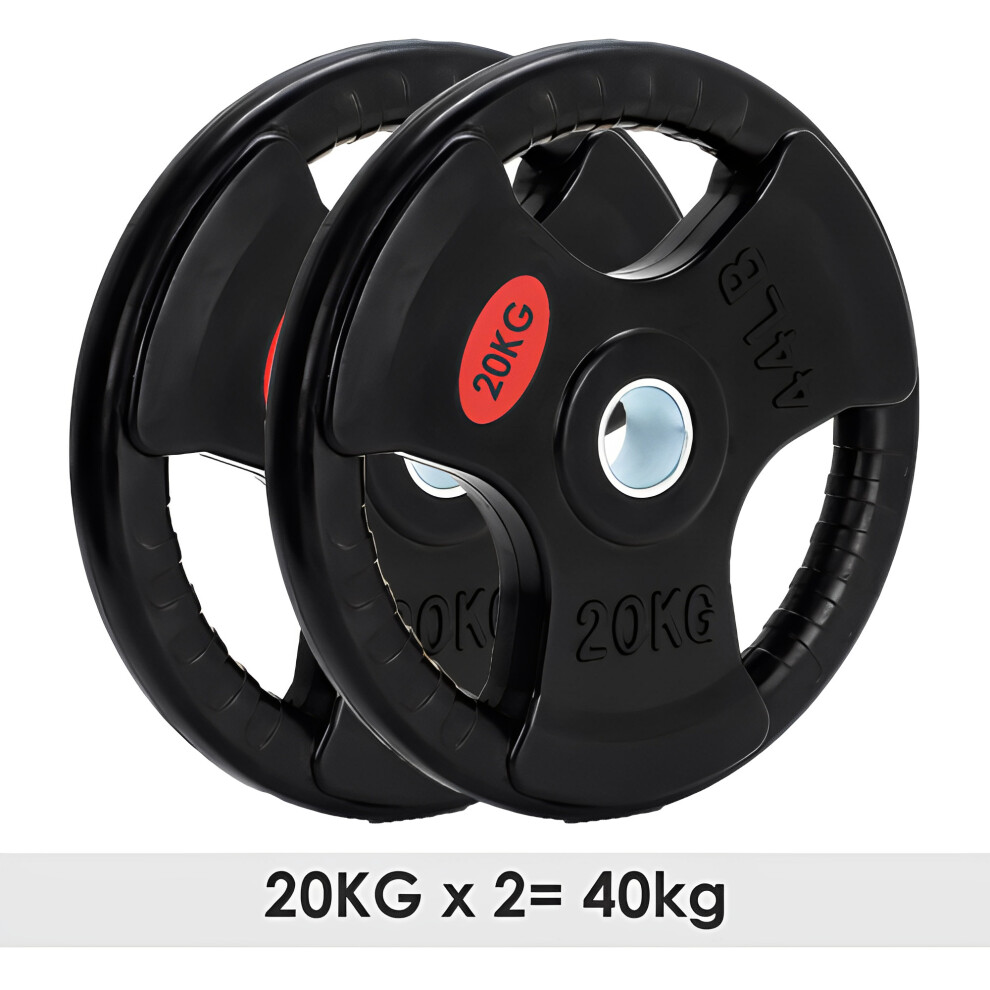 (20Kg x 2 = 40Kg) Standard 1 Inch Tri-Grip Rubber Weight Plates