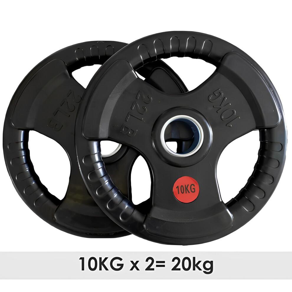 (10Kg x 2 = 20Kg) Standard 1 Inch Tri-Grip Rubber Weight Plates