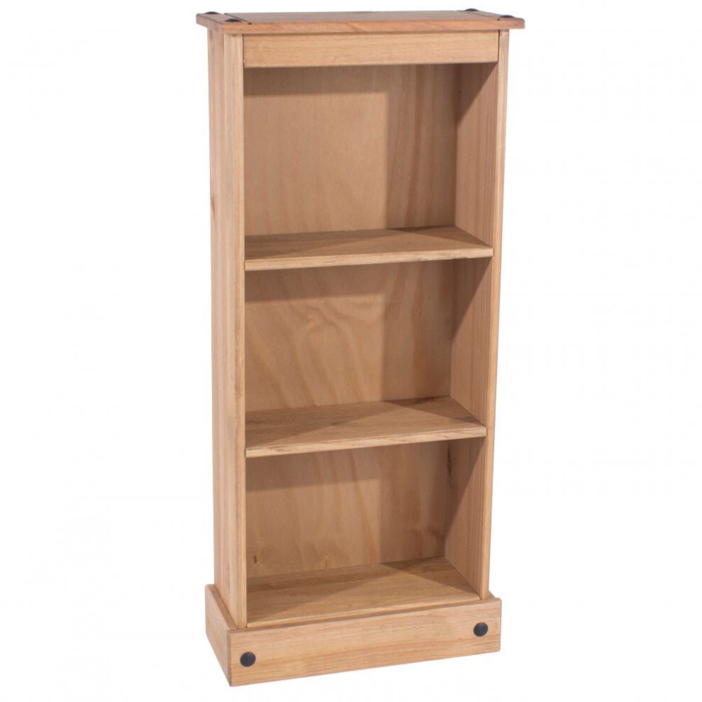 Corona 3 Tier Low Narrow Pine Bookcase