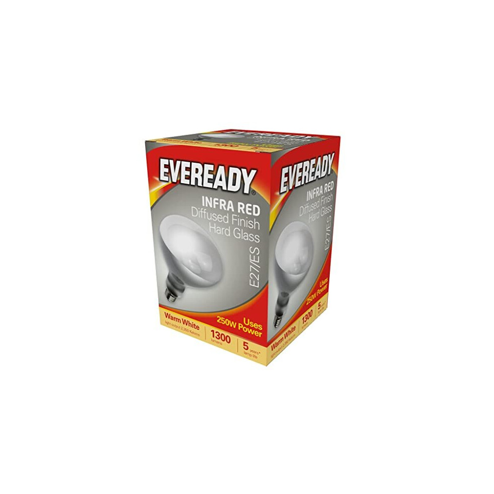 Eveready 250W Es E27 Screw In Heat Lamp Bulb Clear
