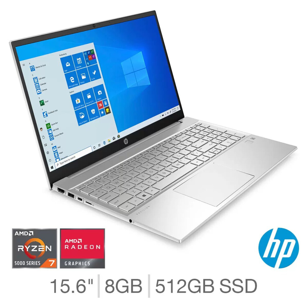HP Pavilion Laptop, AMD Ryzen 7, 8GB RAM, 512GB SSD, 15-eh1014na