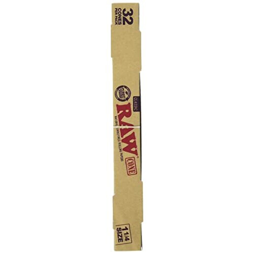 RAW Classic Natural Unrefined 1 1/4 Pre-Rolled Rolling Paper Cones 32 Per Box 2