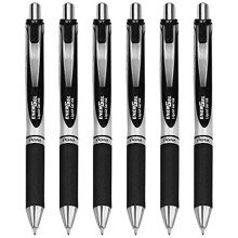 Pentel EnerGel XM BL77 - Nachfüllbarer Gel-Tintenstift - 0,7mm - 54% recycelt - Schwarz - 6er Pack