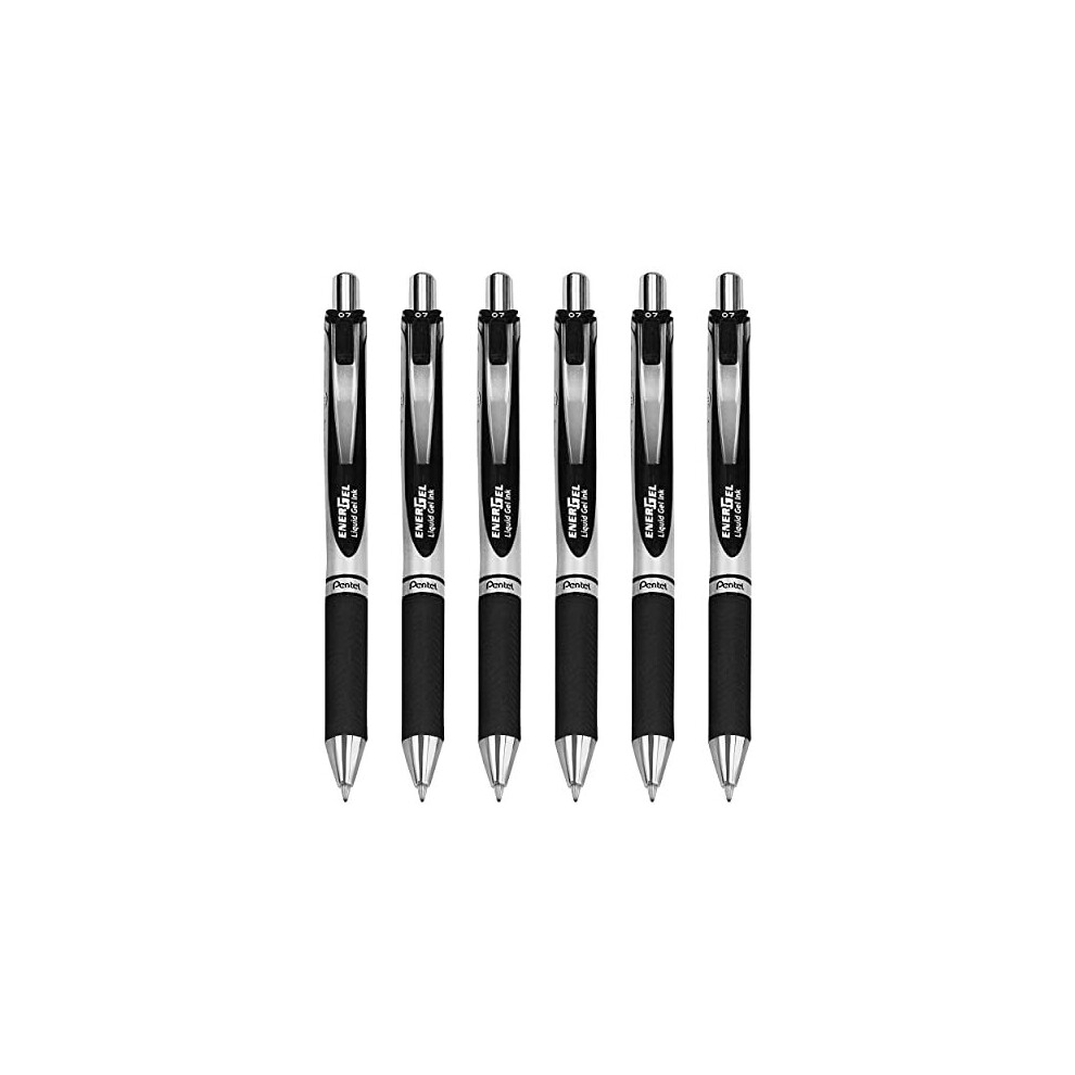 Pentel EnerGel XM BL77 - Retractable Liquid Gel Ink Pen - 0.7mm - 54% Recycled - Black - Pack of 6