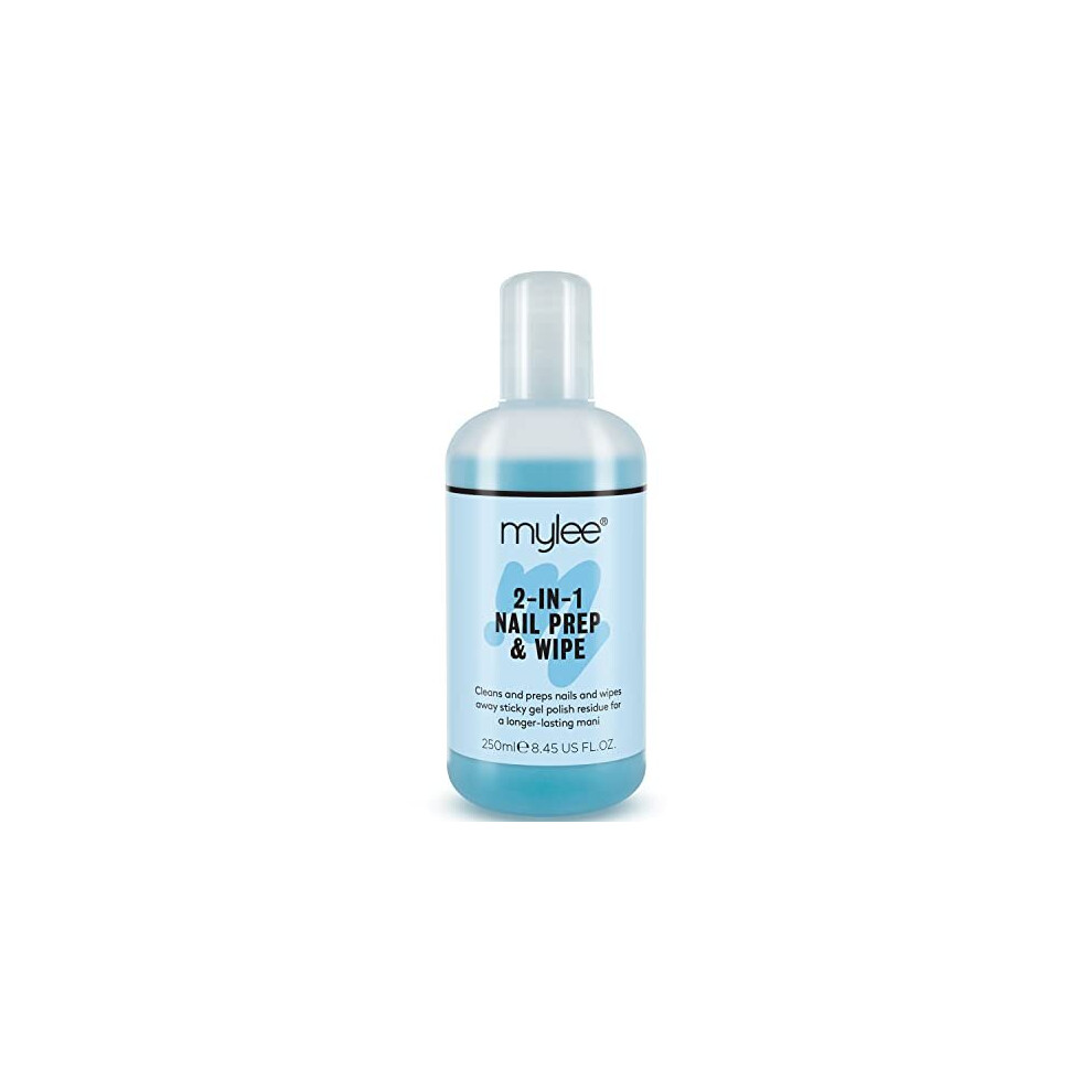 Mylee Prep + Wipe Gel Nail Polish Residue Cleaner Remover 250ml, Preparation & After Care, UV LED Manicure Gel Polish Base Wipe, Multi-Purpose for