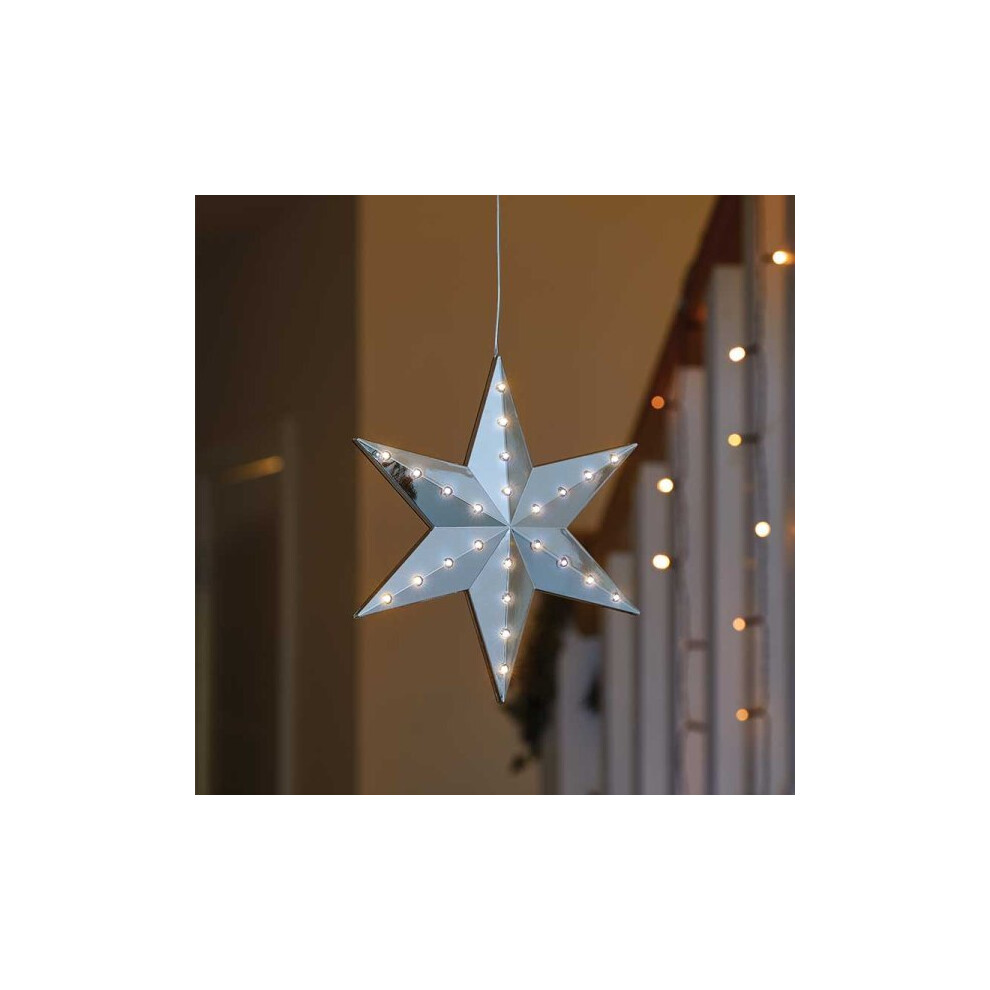 Xmas Battery LED Lights SILVER Shooting Star Bauble Outdoor Timer