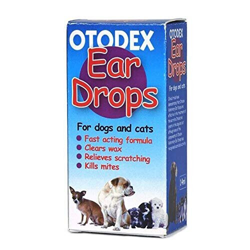 Otodex Cat and Dog Ear Drops - kills mites removes wax 14ml