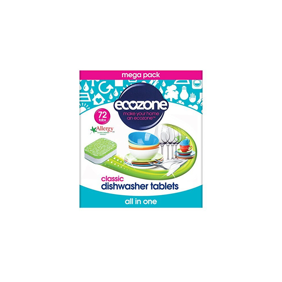 Ecozone Classic All-In-One Dishwasher Tablets, 72 Tablets