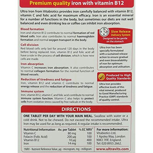 Vitabiotics Vitabiotics Ultra Iron Tablets, Pack of 30 1