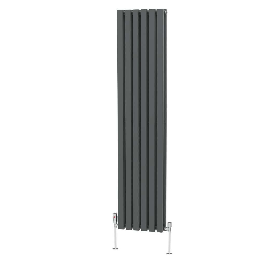 (1800 x 410mm Double) NRG Horizontal Vertical Designer D-shape Radiator Single Double Panel Bathroom Central Heating Rads Anthracite