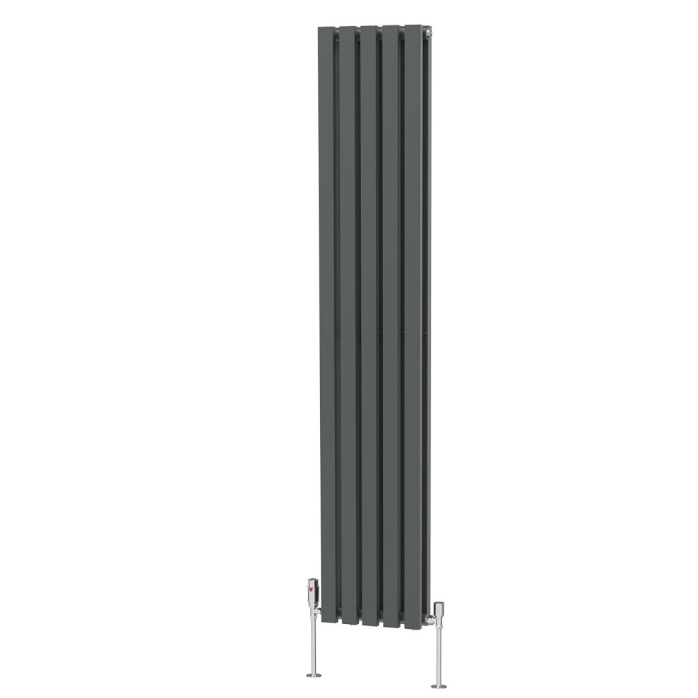 (1800 x 340mm Double) NRG Horizontal Vertical Designer D-shape Radiator Single Double Panel Bathroom Central Heating Rads Anthracite