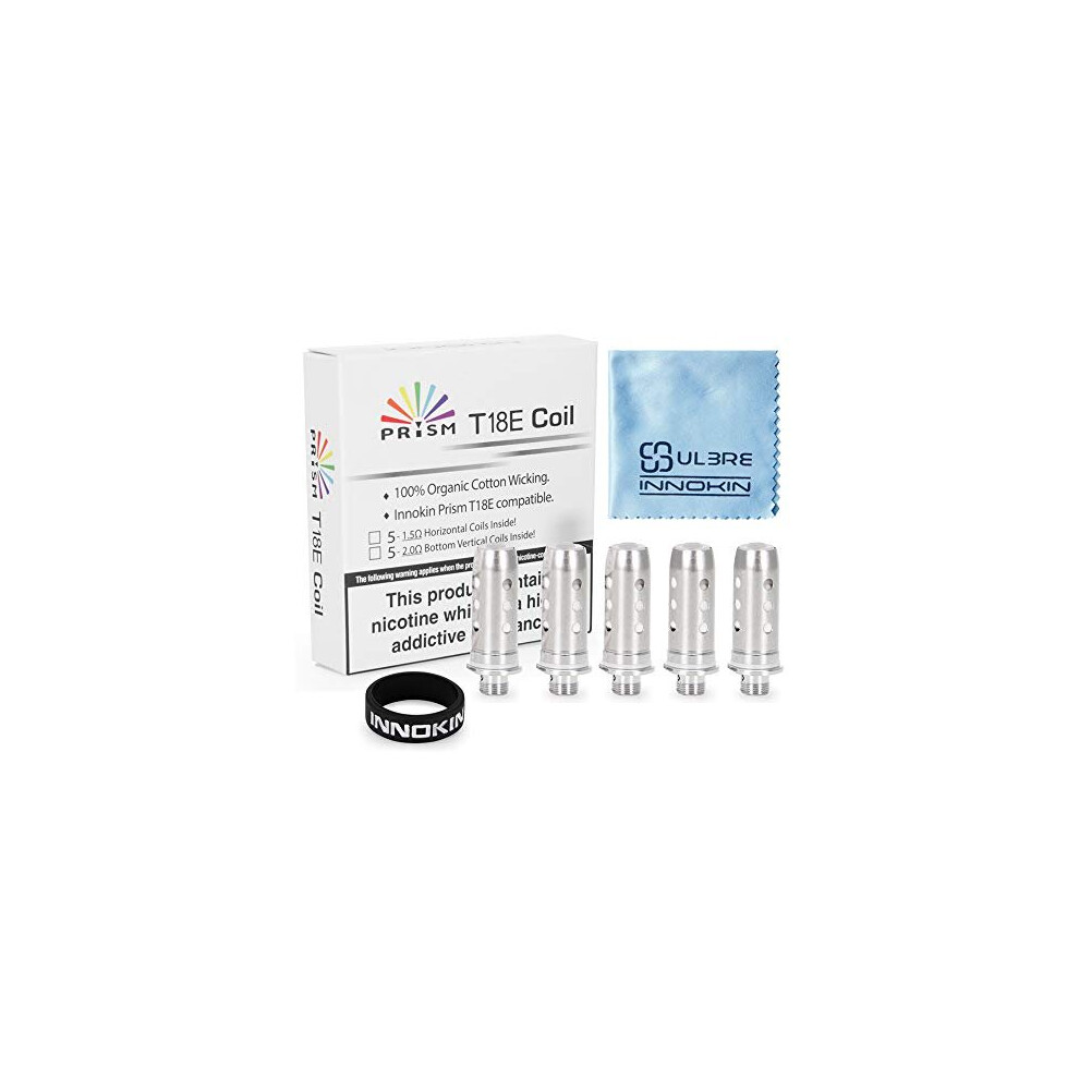 Innokin 5 Pcs Endura Prism T18e 1.5Ohm Replacement Coils For T18e/T22e/T18 Ii 2Ml V2 Tank + Ulbre Cleaning Cloth