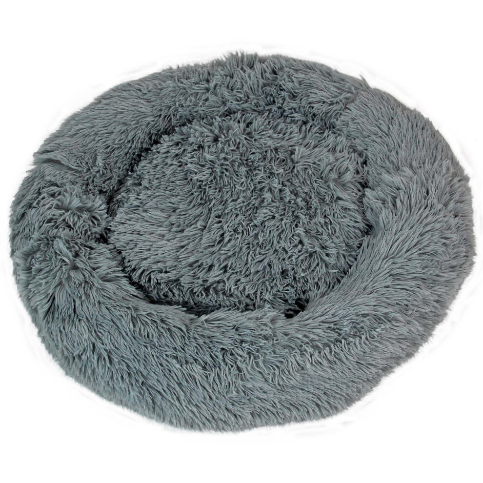 Medium Dog Bed Fluffy Donut Cushion in Grey Actiaspet