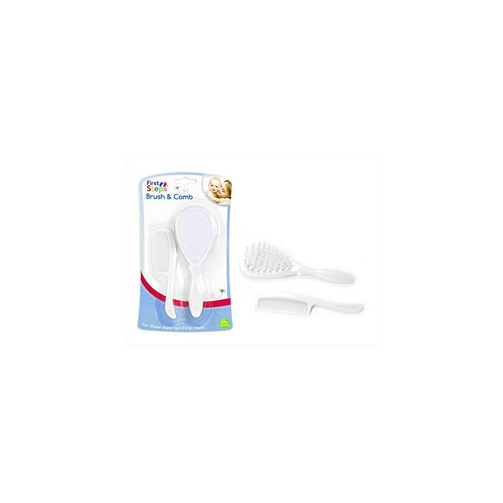 Newborn Baby Infant Care Hair Brush & Comb Set 0M+ White First Steps