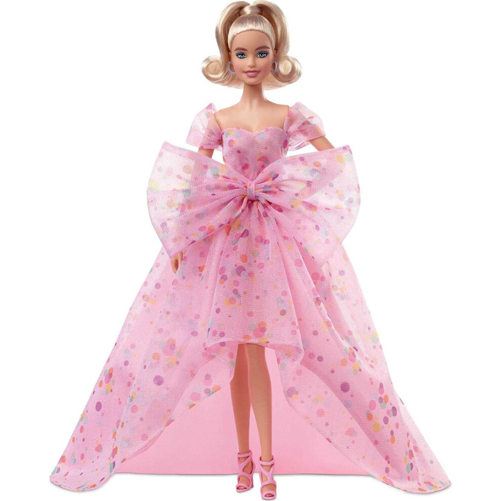 Barbie Signature Birthday Wishes Blonde Doll With Pink Tulle Gown & Shoes