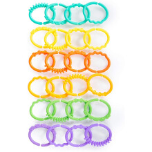 Bright Starts Lots of Links Rings Toys Soothing & Teething Clip on Pram 24 Pcs