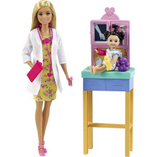 Barbie Karriere Puppe & Spielset, Kinderärztin mit Puppe, Patient, Möbel & Zubehör