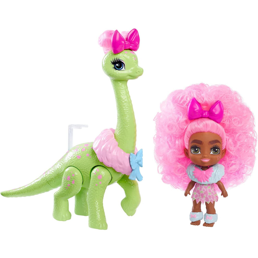 Photos - Doll Cave Club Tots 3.5 inch Small  with Dinosaur & Curly Pink Hair - Diva GXP23 