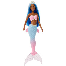 Barbie Dreamtopia Sjöjungfru Docka med Blått Hår, Rosa & Blå Ombre Svans & Tiara Tillbehör