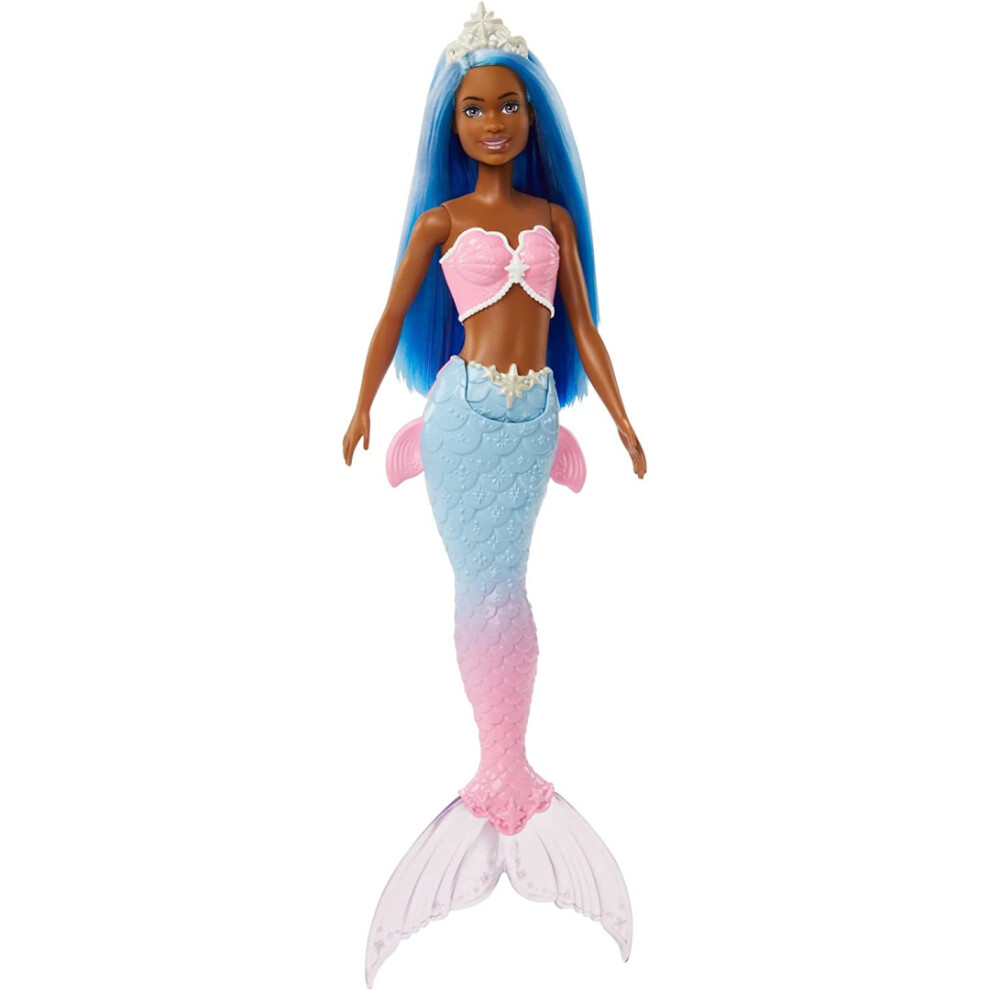 Barbie Dreamtopia Mermaid Doll Curvy Hair And Tiara Mattel Blue