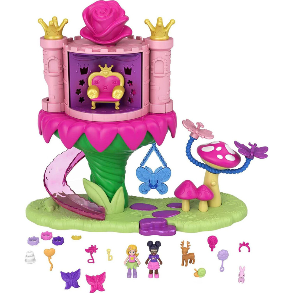 Polly Pocket Rainbow Funland Fairy Flight Ride Playset With Polly & Friend Dolls