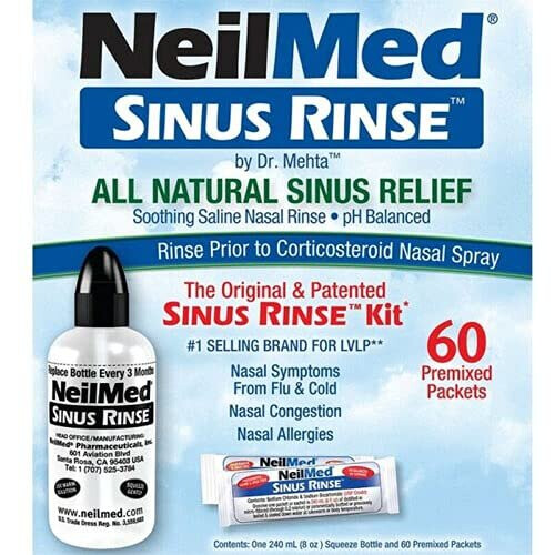 NeilMed Sinus Rinse Original Kit, Squeeze Bottle + 60 Sachets