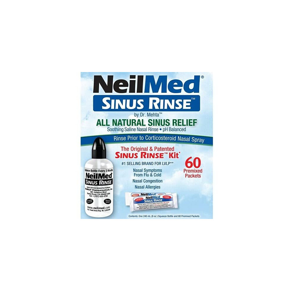 NeilMed Sinus Rinse Original Kit, Squeeze Bottle + 60 Sachets