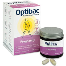 Optibac Probiotics Pregnancy - 12 Billion CFU & FOS Fibres, Vegan Probiotics for Pregnant & Breastfeeding Women, 30 Capsules