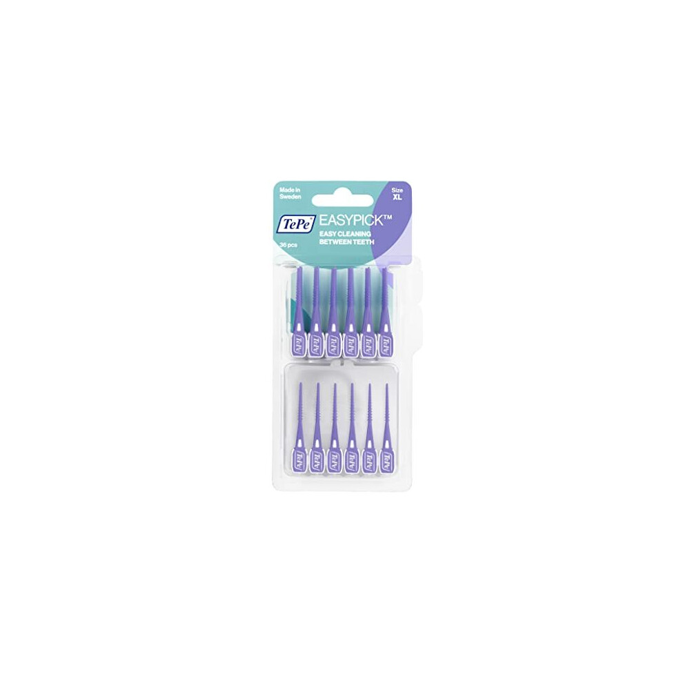 TEPE Easypick Dental Picks for Daily Oral Hygiene, Healthy Teeth and Gums, Size XL / 1 X 36 Picks, Purple, Pack of 1