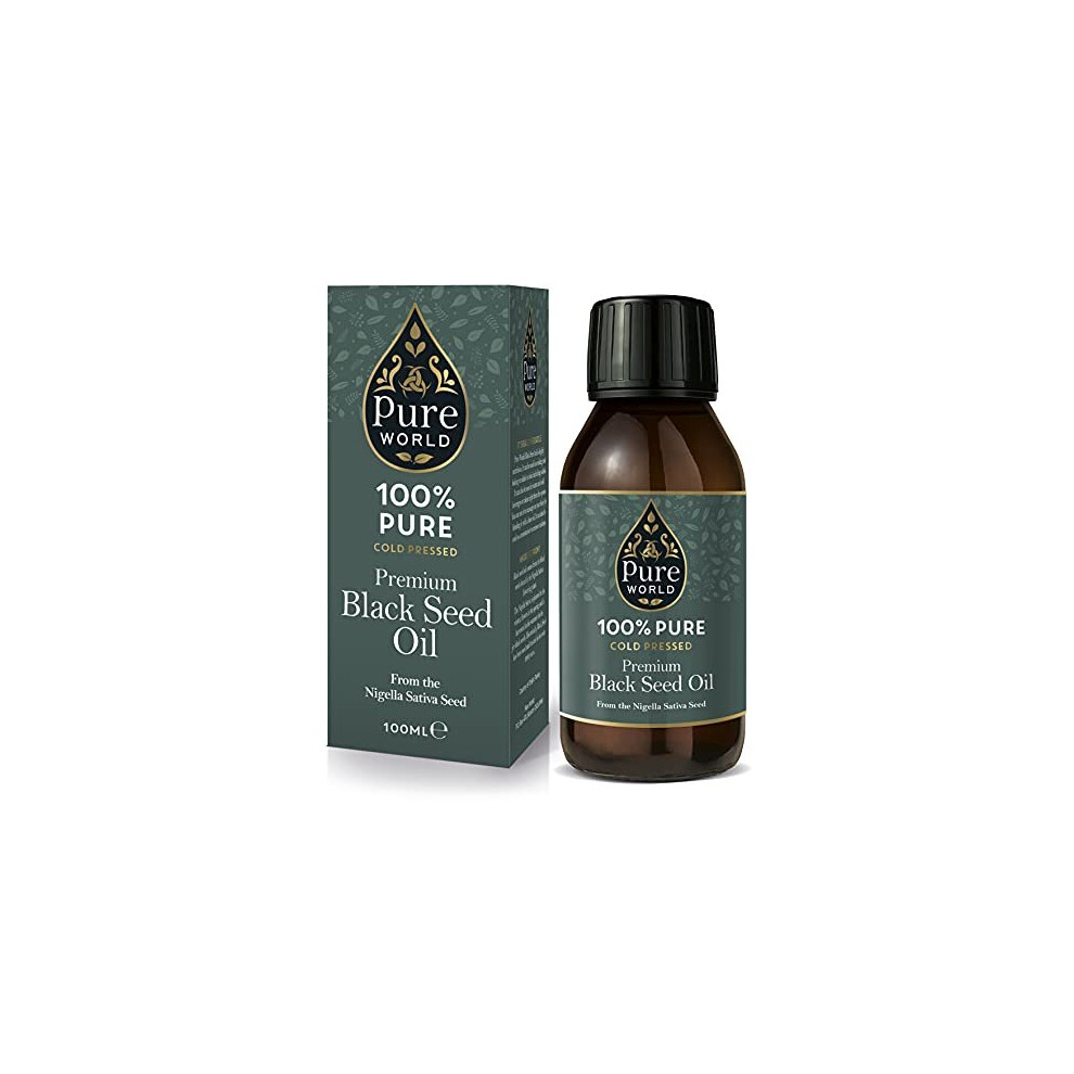 Pure World High Strength 100% Pure Virgin Cold Pressed Seed Oil 100Ml Glass Bottle, Nigella Sativa. High Thymoquinone 3.7% Kalonji And Non-Gmo.… Black