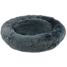 X-Large Dog Bed Fluffy Donut Cushion in Dark Grey