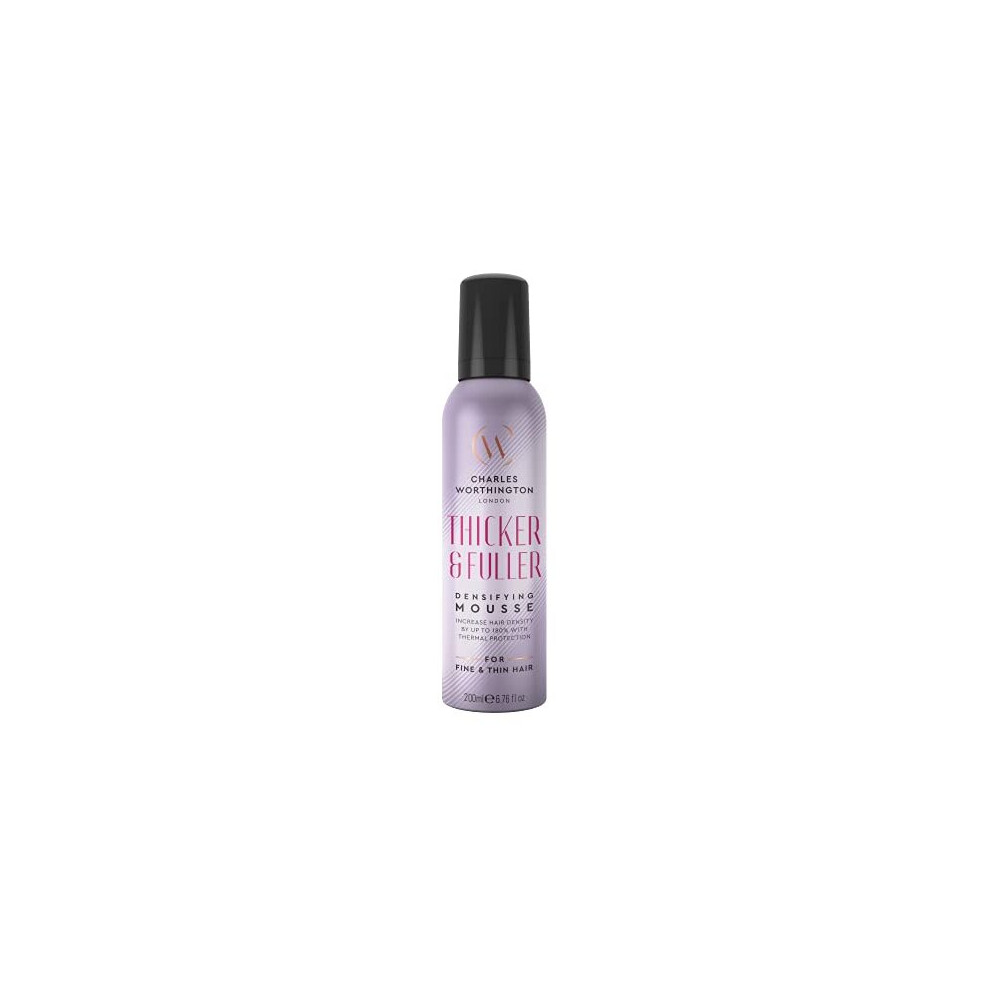 Charles Worthington Thicker and Fuller Densifying Mousse, Hair Thickening Mousse for Fine Hair, Hair Thickening Products for Women and Men, Salon Hair