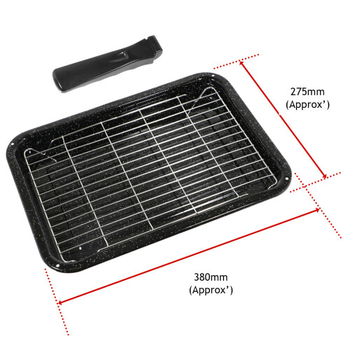 SPARES2GO Small Grill Pan + Rack and Detachable Handle for TRICITY BENDIX Oven Cooker 2