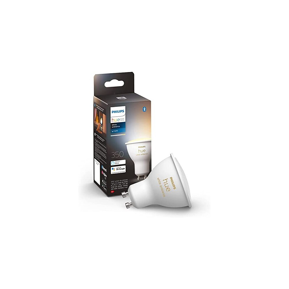 Philips Hue Ambiance Smart Home [Gu10 Spot] Works With Alexa, Google Assistant And Apple Homekit. For Livingroom, Bedroom And Indoor White/Light