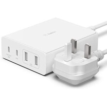 Belkin 108W GaN USB Charging Station for Multiple Devices, 2 USB Type C and 2 USB A Fast Desktop Charger Dock Hub for MacBook, Pro, Air, iPhone, Pro,