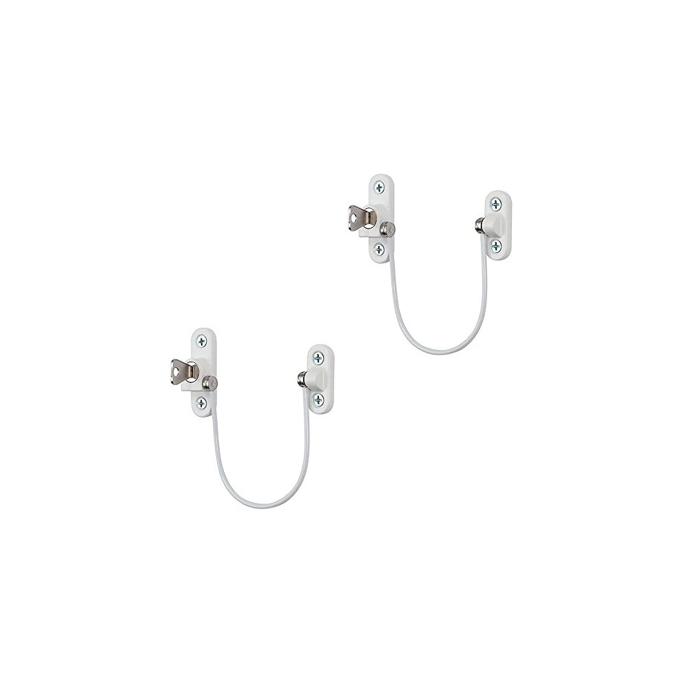 Window Restrictor Locks, 2Pcs Professional UPVC Window Restrictor Locks, Child Baby Safety Security Wire Catch with Screw Keys Safety