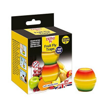 Zero In Fruit Fly Trap Twinpack - Non-Spill, Refillable, Discreet Trap with Non-Toxic Bait, Lasts 30 Days (Multicolour)