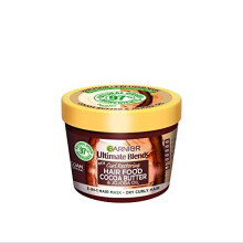 Garnier Hair Mask for Dry, Curly Hair | Cocoa Butter Hair Food by Garnier Ultimate Blends, 3-in-1: Pre Shampoo, Conditioner, Hair Mask, |97% Natural