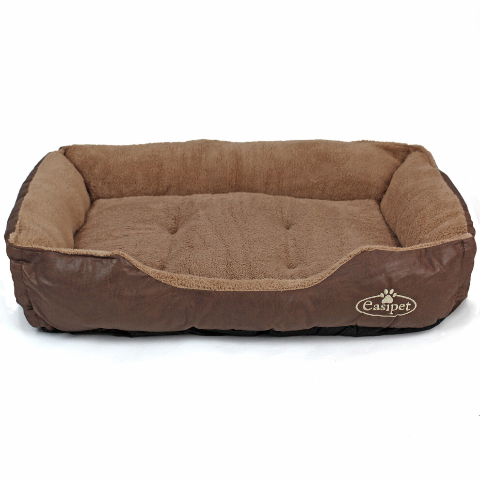 Large Dog Bed in Faux Leather Fur Fleece