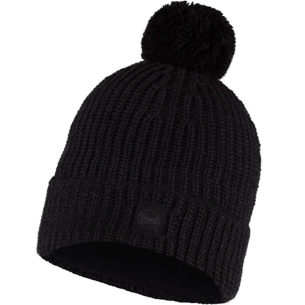 (One Size, Black) Buff Unisex Knitted Fleece Lined Warm Winter Beanie Hat