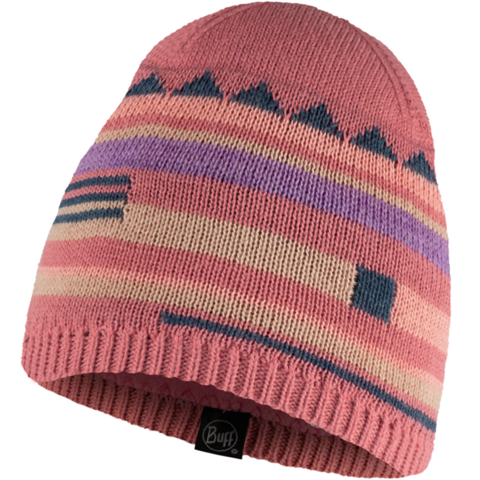 (One Size, Rose) Buff Kids Knitted Fleece Lined Warm Winter Beanie Hat