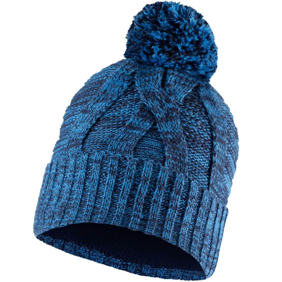 (One Size, Azure Blue) Buff Kids Knitted Fleece Lined Warm Winter Beanie Hat