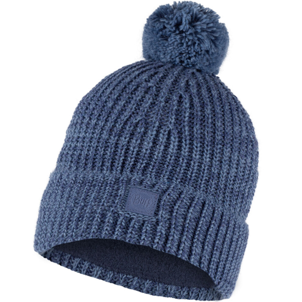 (One Size, Dusty Blue) Buff Unisex Knitted Fleece Lined Warm Winter Beanie Hat