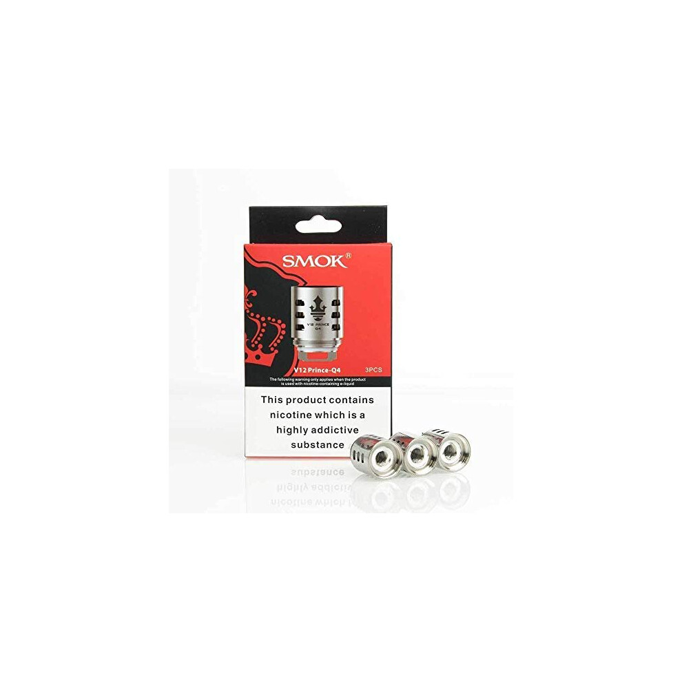 Smok Tfv12 V12 Prince Q4 V12 P-Tank Q4 0.4Ohm Replacement Coil For X-Priv Kit, Tfv12 Prince Tank, Stick Prince Kit Pack Of 3 No Nicotine