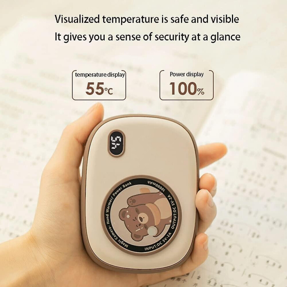 (Caramel) Electric Hand Warmer Portable Smart 10000Mah Hand Heater Power Bank For Home Office 768679765865