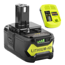 (1xBattery & 1xCharger) 6.0Ah P108 P102 Replacement for Ryobi One+ Plus Battery 18V Lithium + P117 Charger for Ryobi 18v Lithium Battery 18V P108 P107 Charger with 260051002