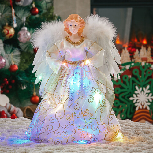 Living And Home Angel Christmas Tree Topper with Multi LED Lights