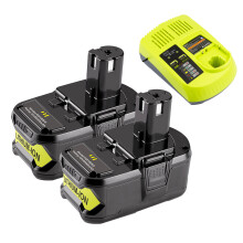 (2xBattery & 1xCharger) 6.0Ah P108 P102 Replacement for Ryobi One+ Plus Battery 18V Lithium + P117 Charger for Ryobi 18v Lithium Battery 18V P108 P107 Charger with 260051002