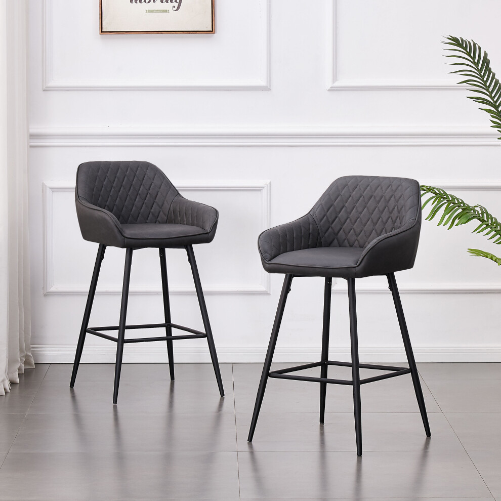 2x Bar Stools Dining Room Kitchen Breakfast High Chairs With LeatherPU