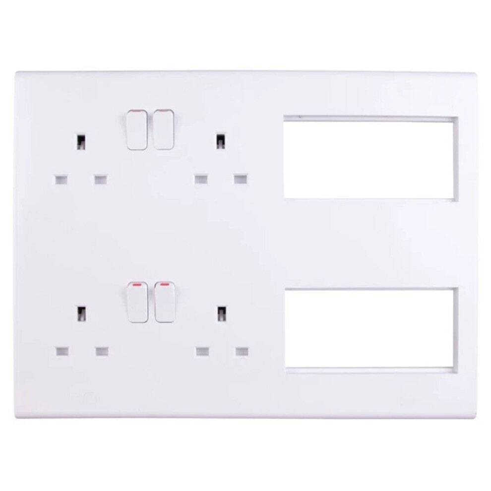 Deta S1985 Multimedia Lounge Plate with 4 x Sockets + 8 Euromodule